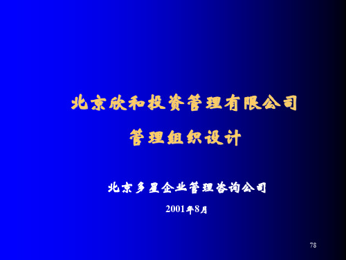 企业咨询-北京欣和投资管理有限责任公司管理咨询报告咨询报告二：管理组织 精品