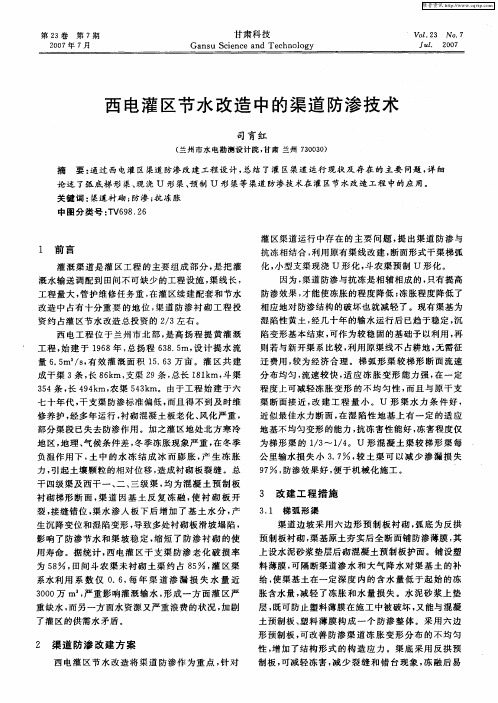 西电灌区节水改造中的渠道防渗技术