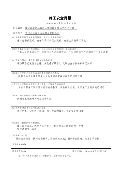 施工安全月报-----------AQ