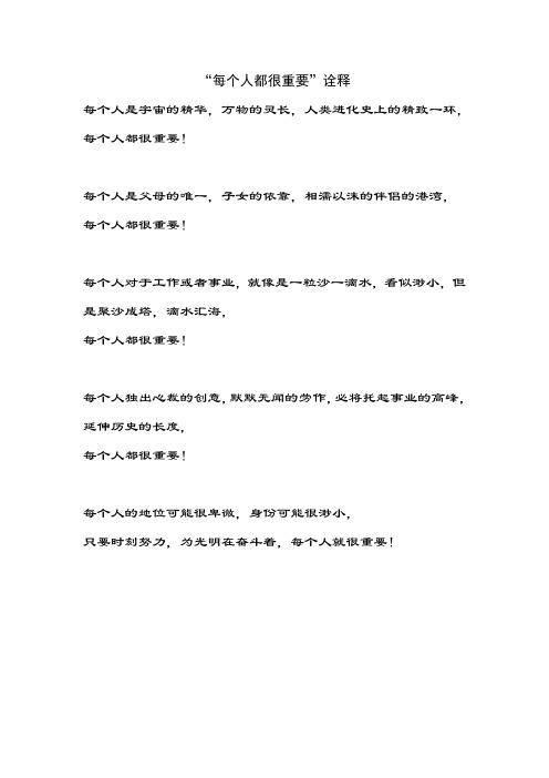 每个人都很重要 诠释