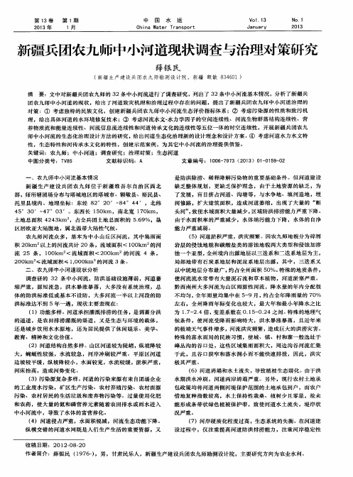 新疆兵团农九师中小河道现状调查与治理对策研究