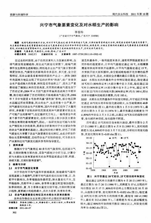 兴宁市气象要素变化及对水稻生产的影响