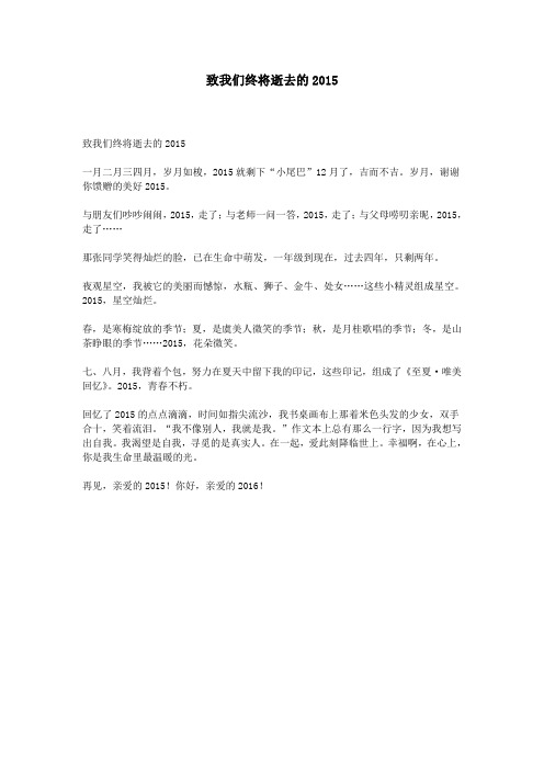 致我们终将逝去的2015