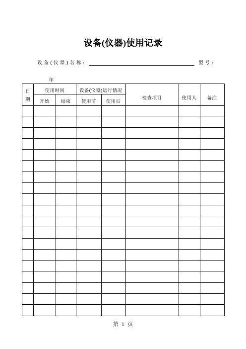 设备(仪器)使用记录表共8页word资料