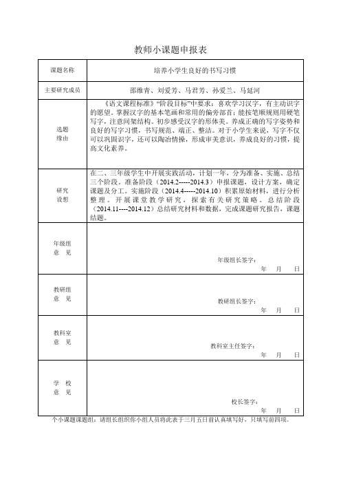 教师小课题申报表
