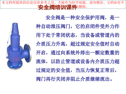 安全阀培训专题知识专业知识讲座