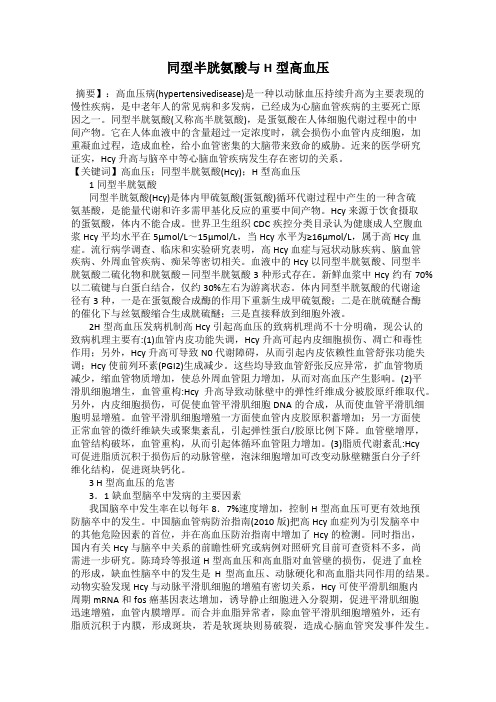 同型半胱氨酸与H型高血压