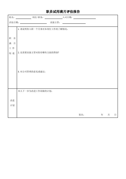 试用转正及晋升表格