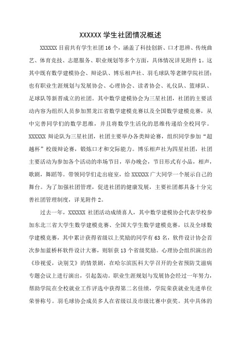 学院学生社团情况概述