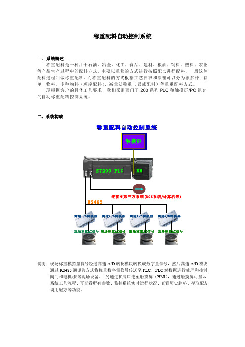 称重配料控制系统方案