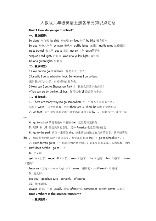 人教版六年级英语上册各单元知识点汇总(精品文档)_共6页
