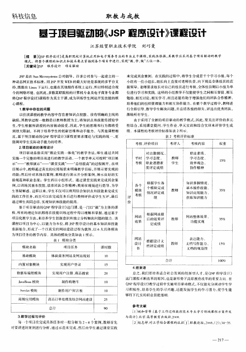 基于项目驱动的《JSP程序设计》课程设计