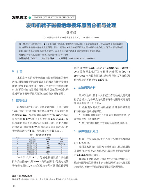 发电机转子磁极绝缘损坏原因分析与处理