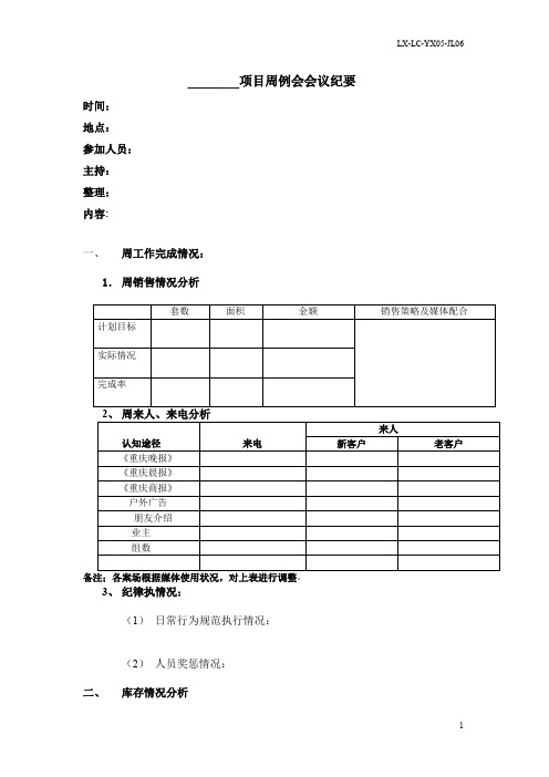 项目周例会会议纪要.doc
