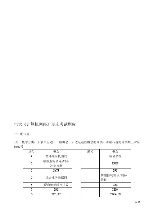 电大《计算机网络》期末考试重点及答案