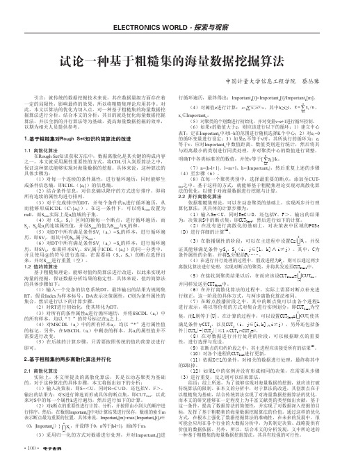 试论一种基于粗糙集的海量数据挖掘算法