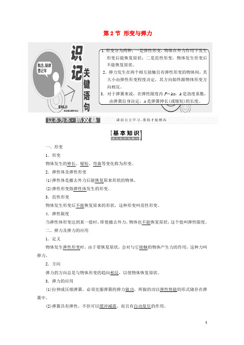 2017-2018学年高中物理第4章相互作用第2节形变与弹力教学案鲁科版必修1