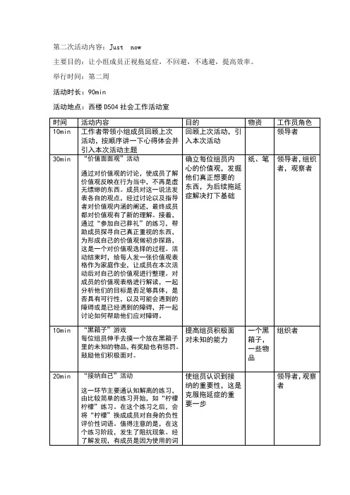 再见吧,拖延症小组活动