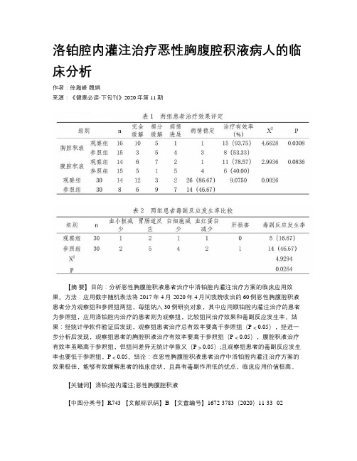 洛铂腔内灌注治疗恶性胸腹腔积液病人的临床分析