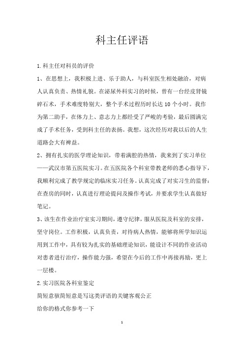科主任评语