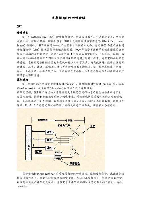 各类显示器特性的介绍