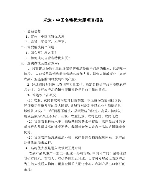 卓达·中国名特优大厦项目报告