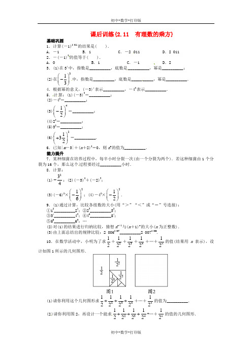 华师大版-数学-七年级上册-2.11 有理数的乘方课后训练(基础巩固 能力提升)