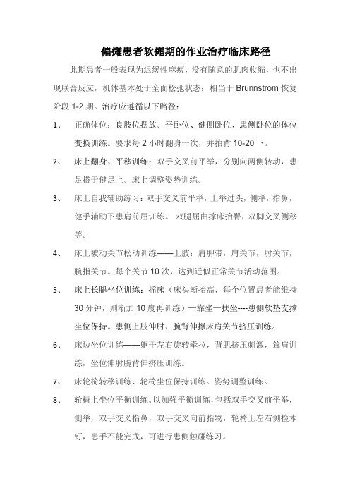 偏瘫患者软瘫期的作业治疗