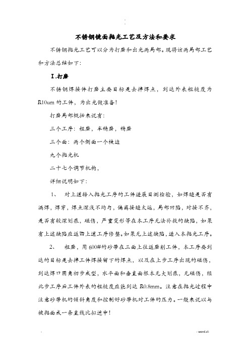 不锈钢镜面抛光工艺设计及方法和要求