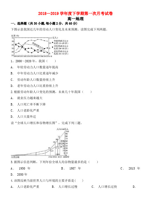 安徽省定远县重点中学近年-近年学年高一地理下学期第一次月考试题(最新整理)