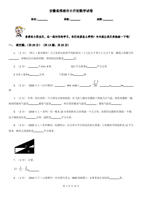 安徽省淮南市小升初数学试卷