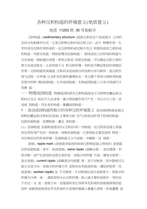 各种沉积构造的环境意义概要