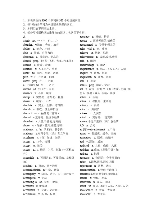 英语3500词汇对照表