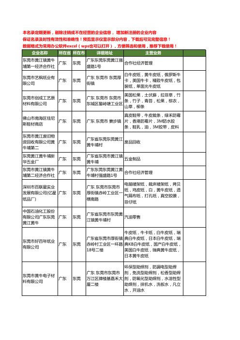 新版广东省东莞黄牛工商企业公司商家名录名单联系方式大全30家