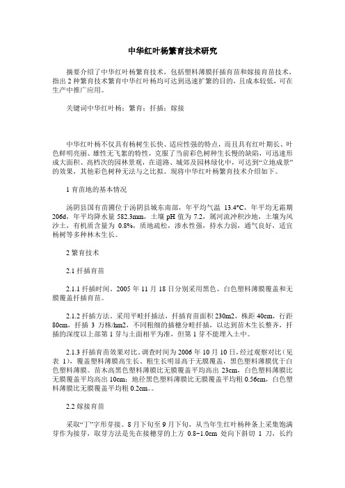 中华红叶杨繁育技术研究
