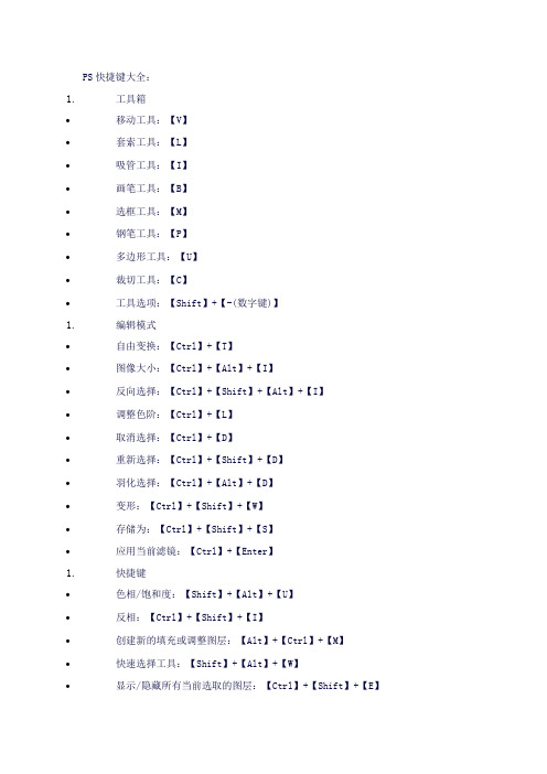 PS快捷键大全