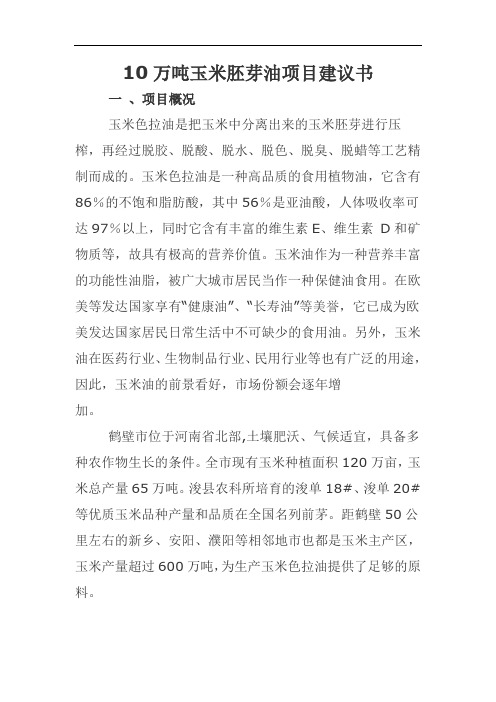 参考-年产10万吨玉米胚芽油项目