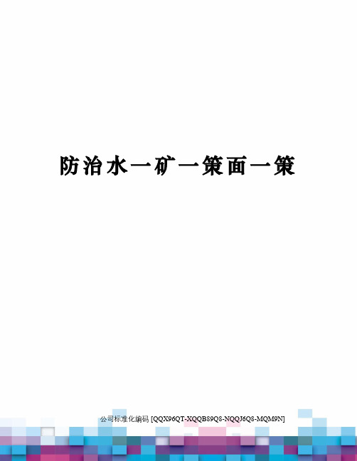 防治水一矿一策面一策