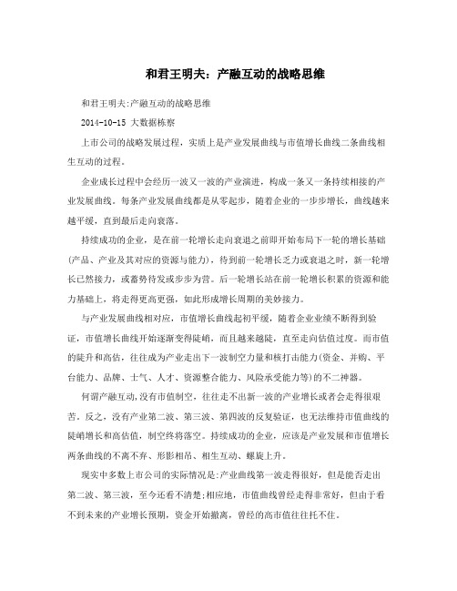 和君王明夫：产融互动的战略思维