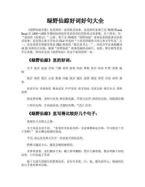 绿野仙踪好词好句大全