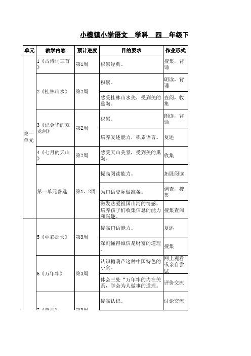 四年级下册实践性作业