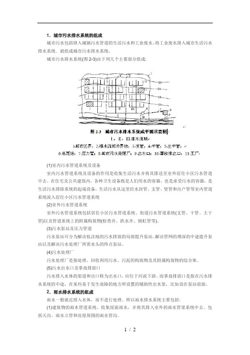 城市污水排水系统的组成