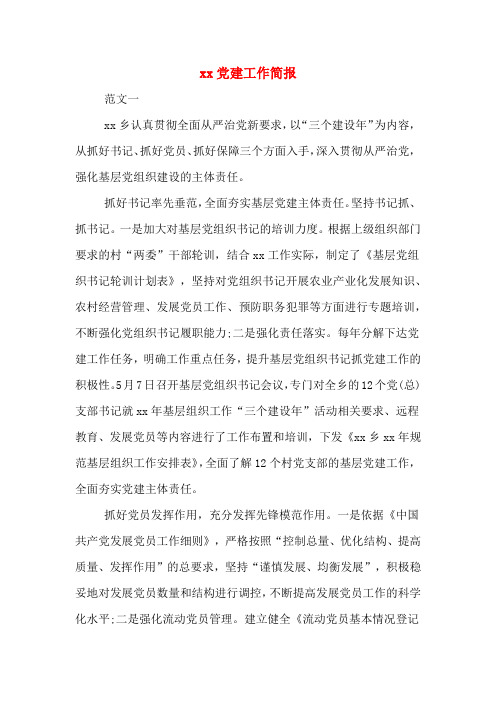 xx党建工作简报