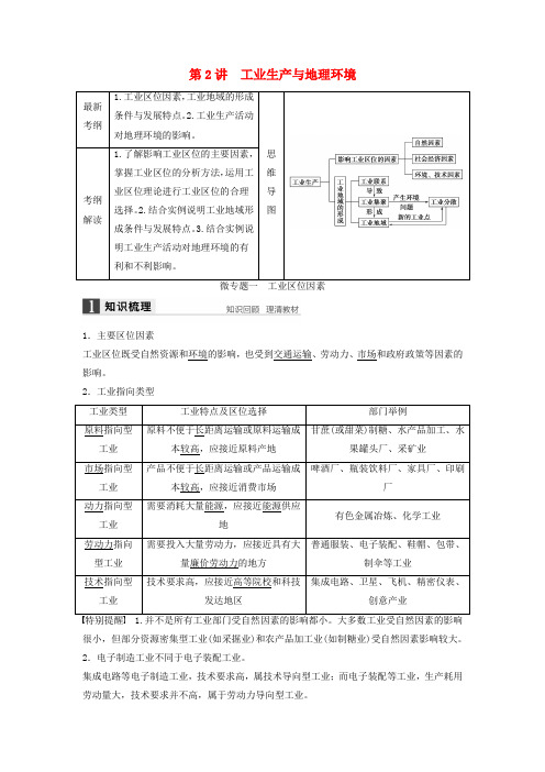 高考地理一轮复习 第三单元 第2讲 工业生产与地理环境学案 鲁教版必修2