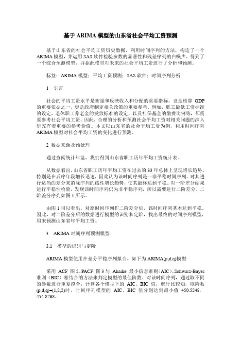基于ARIMA模型的山东省社会平均工资预测