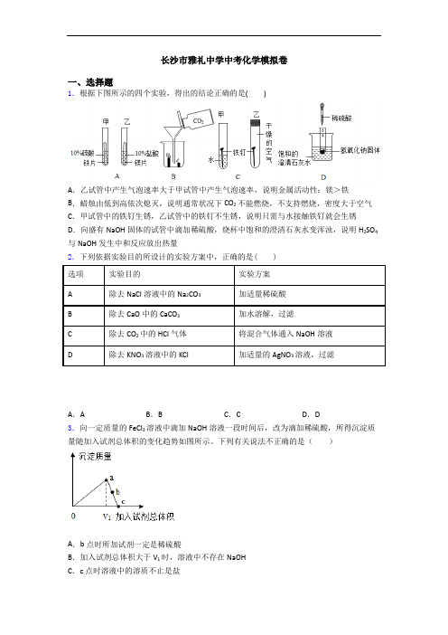 长沙市雅礼中学中考化学模拟卷