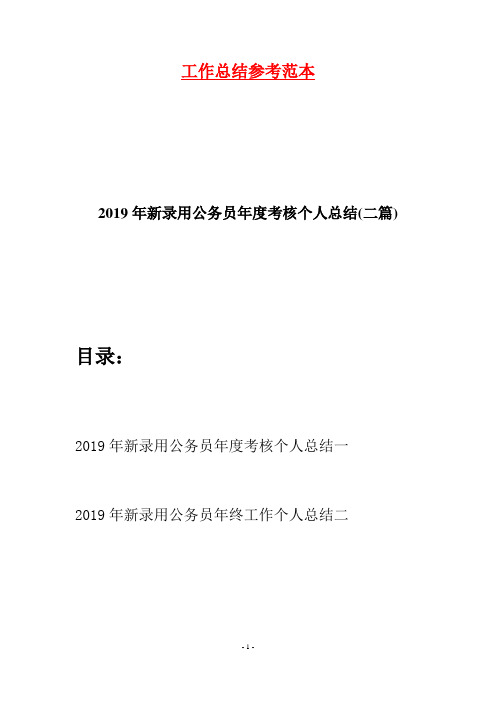 2019年新录用公务员年度考核个人总结(二篇)