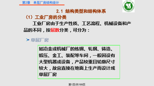 建筑单层厂房结构设计PPT课件