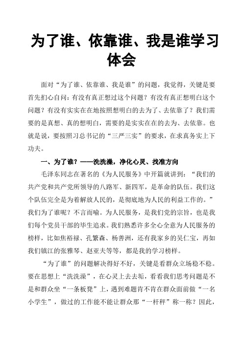 为了谁、依靠谁、我是谁学习体会