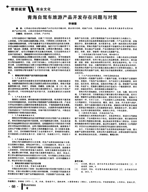 青海自驾车旅游产品开发存在问题与对策